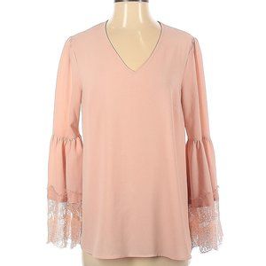 Nine West Long Sleeve Pink Blouse with Lace Trim Sleeves Size 1X